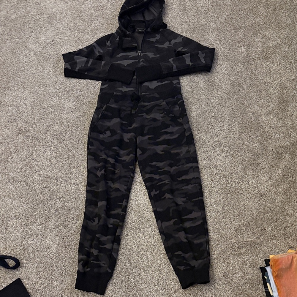 Black Camouflage Hoodie and Joggers Set